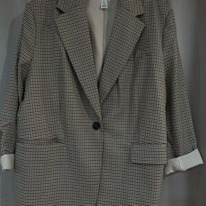 H&M Black and White Checkered Blazer